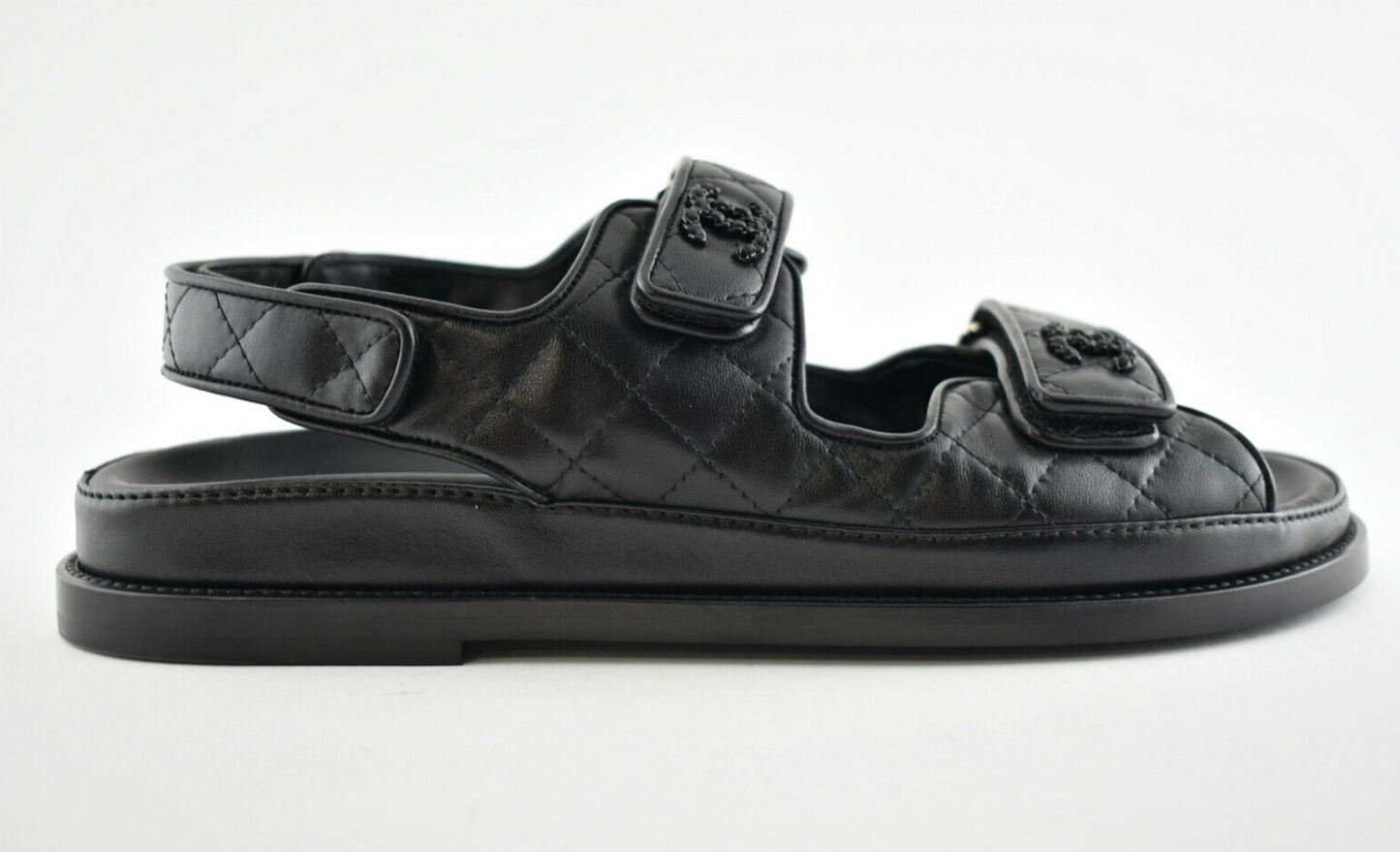 Black leather sandals