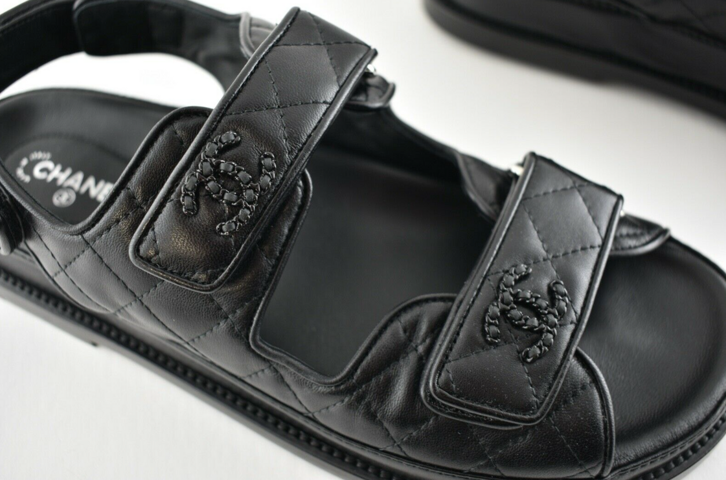 Black leather sandals