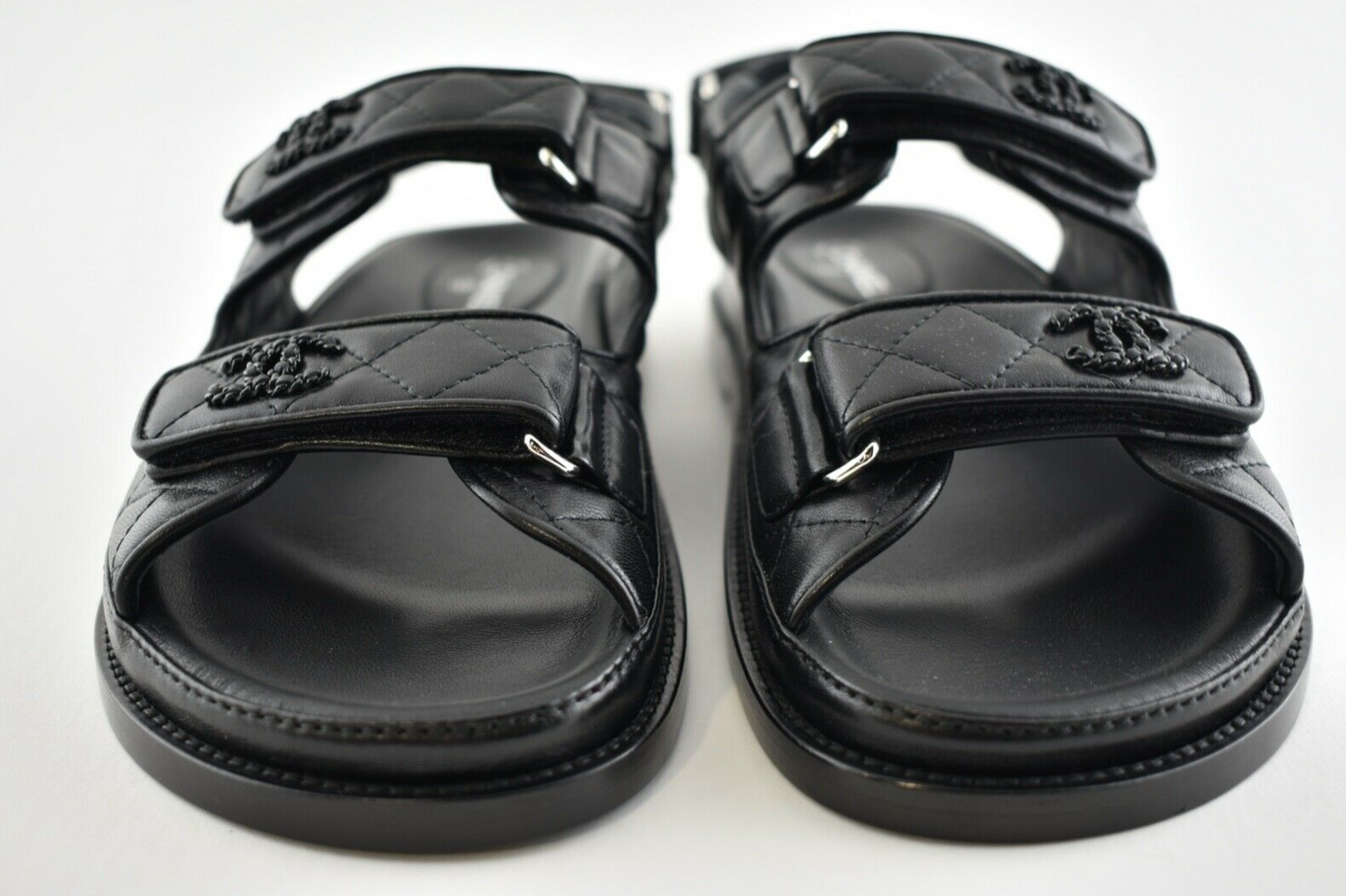 Black leather sandals