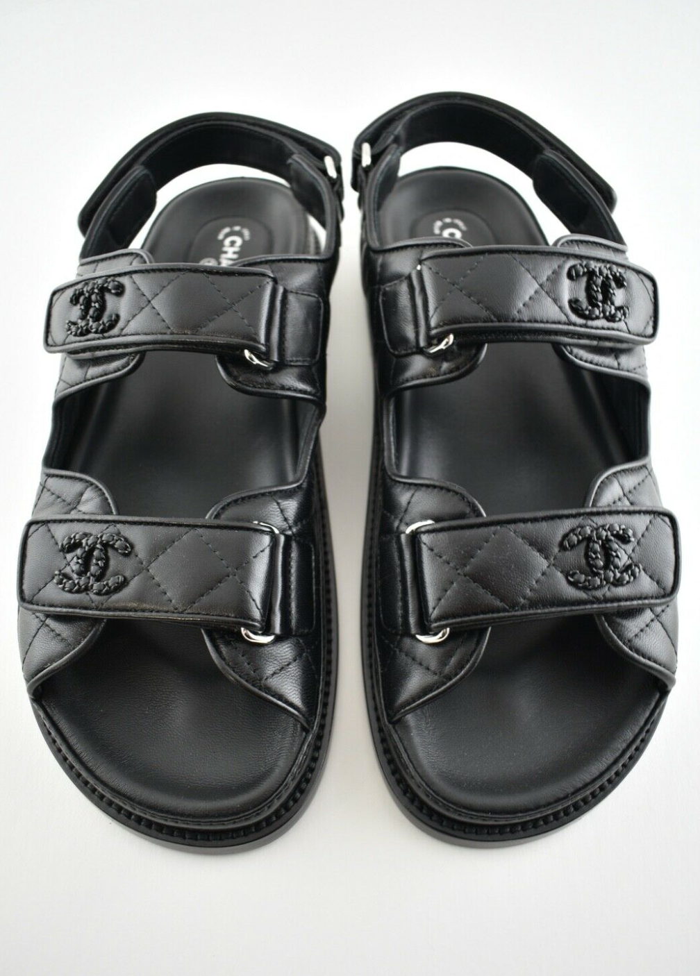 Black leather sandals
