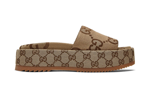 GG Lame Platform Slide Sandal 'Camel Monogram'