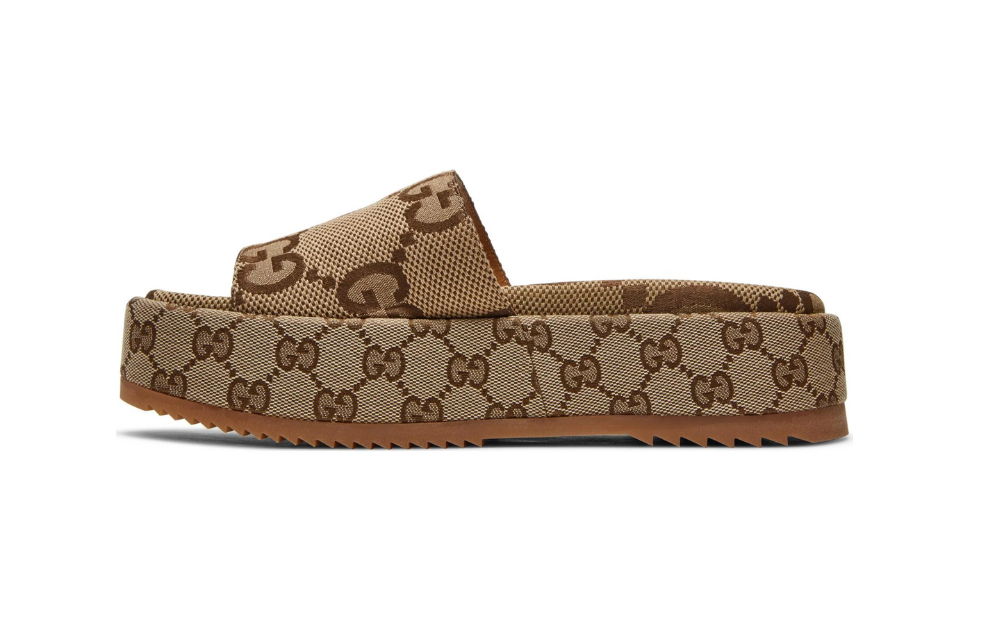 GG Lame Platform Slide Sandal 'Camel Monogram'