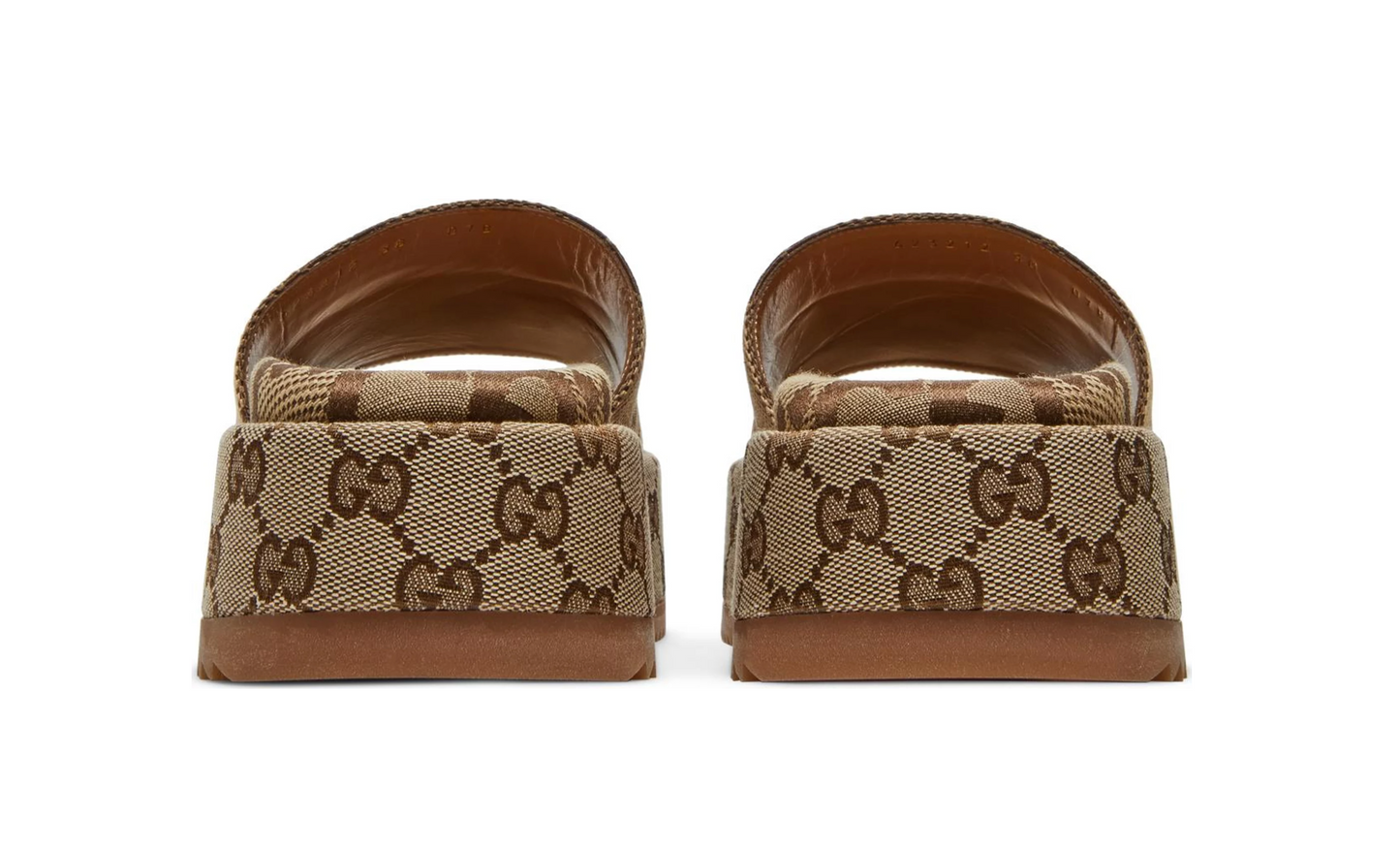 GG Lame Platform Slide Sandal 'Camel Monogram'