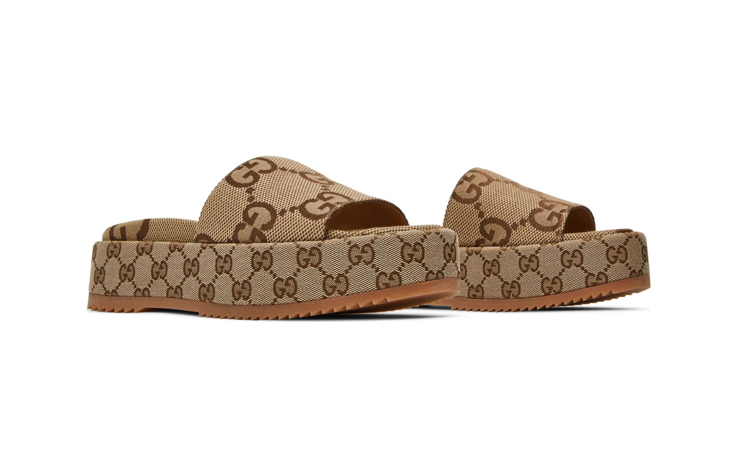 GG Lame Platform Slide Sandal 'Camel Monogram'